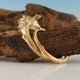 Raw Diamond Twig Engagement Ring, Premium Three Stone Wedding Set, 14k or 18k Gold, Hand Sculpted by Dawn Vertrees
