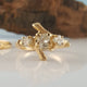 Raw Diamond Twig Engagement Ring, Premium Three Stone Wedding Set, 14k or 18k Gold, Hand Sculpted by Dawn Vertrees