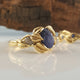 Blue Ceylon Sapphire Leaf and Twig Bridal Set in 18k Yellow Gold,  Wedding Set, 3 Stone Engagement Ring Hand sculpted by Dawn Vertrees