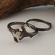 Raw Diamond Black Gold Engagement Set, 14k Yellow Gold Black Rhodium, Twig Wedding Set, Engagement Rings by Dawn Vertrees