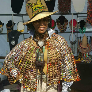 Handmade African Wax Print /Ankara Laced Cape Necklace - convertible, bathing suit cover up, skirt, poncho. CAPE ONLY