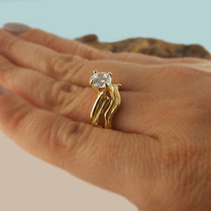 Moissanite Engagement Ring set, Branch Style Engagement Rings, Moissanite Diamond Wedding ring set by Dawn Vertrees Jewelry