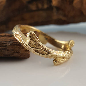 Twig Branch Wedding Ring, in 14k or 18k, Yellow, White, Rose Gold Hand sculpted by Dawn Vertrees