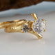 Three Round Moissanite Diamond Engagement Ring set, Hand Made Branch Style Wedding Ring Set in Gold, bridal band set by Dawn Vertrees