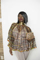 Bronzed and Brown Ankara laced cape _ extra large high low