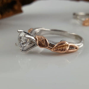 1ct Two Tone Gold Moissanite Engagement Ring set, Wedding Ring Set, Bridal Ring Set, Promise Ring Sculpted by Dawn Vertrees
