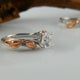 1ct Two Tone Gold Moissanite Engagement Ring set, Wedding Ring Set, Bridal Ring Set, Promise Ring Sculpted by Dawn Vertrees