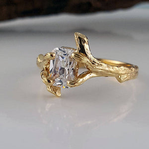 14K or 18K Gold Unique Engagement Ring by Dawn Vertrees, Radiant Cut Moissanite Diamond Branch Style Wedding Ring by Dawn Vertrees Jewelry