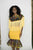 Ohemaa Ankara Print laced bib withYellow FRINGE Long and Laced Skirt