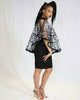 Ohemaa Ankara Print laced Cape highlow - black and white