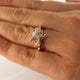 Raw Three Diamond Twig Engagement Ring, Raw Uncut White Diamond Branch Bridal Set, Custom Made-to-Order, Hand Sculpted Gold Wedding ring