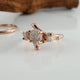 Raw Three Diamond Twig Engagement Ring, Raw Uncut White Diamond Branch Bridal Set, Custom Made-to-Order, Hand Sculpted Gold Wedding ring