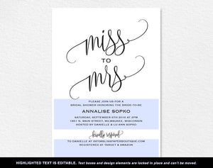 Bridal Shower Invitation, Bridal Shower Invites, Wedding Shower Invitation, Miss to Mrs, Rustic Wedding, Bliss Paper Boutique #BPB203_12