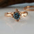 Gold Twig Gemstone Engagement Ring set - 14K Gold Gemstone bridal Set, Branch birthstone Wedding band by Dawn Vertrees