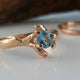 Gold Twig Gemstone Engagement Ring set - 14K Gold Gemstone bridal Set, Branch birthstone Wedding band by Dawn Vertrees