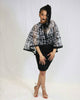 Ohemaa Ankara Print laced Cape highlow - black and white