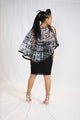 Ohemaa Ankara Print laced Cape highlow - black and white