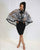 Ohemaa Ankara Print laced Cape highlow - black and white