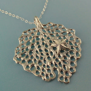 Silver Sea Fan Pendant, Ocean Jewelry, Starfish Pendant, Beach Charm, Beach Pendant, Starfish Pendant