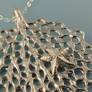 Silver Sea Fan Pendant, Ocean Jewelry, Starfish Pendant, Beach Charm, Beach Pendant, Starfish Pendant