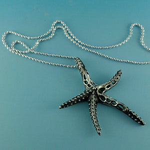 Sterling Silver Fusion Starfish and Sea Fan Coral Pendants, Great Sea Life Beach Jewelry
