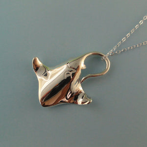Hand Sculpted Stingray Necklace, Sea Life Jewelry, Beach Jewelry, Ocean Jewelry, Silver Beach Jewelry, Ocean Inspired Jewelry