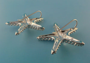 Starfish Ear Wire Earrings, Sterling Silver Starfish Earrings, Sea Star Earrings, Beach Design, Wedding Jewelry