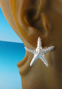 Starfish Post Earrings in Sterling Silver or Sea Star Earrings, Silver Starfish Earrings, Starfish Post Earrings