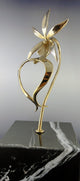 Ghost Orchid Bronze Sculpture with a Black Marble Base