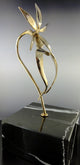 Ghost Orchid Bronze Sculpture with a Black Marble Base
