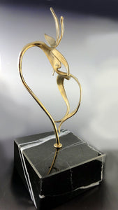 Ghost Orchid Bronze Sculpture with a Black Marble Base