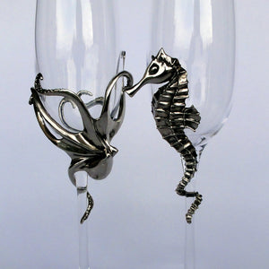 Octopus Champagne Glasses, Beach Wedding, Octopus, Beach Wedding, Toasting Flute, Celebration, Champagne Glasses, Stemless