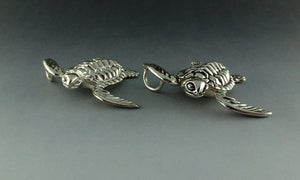 Tuttle! An Adorable Loggerhead Turtle Pendant in Sterling Silver, Turtle Jewelry, Turtle Necklace, Beach Jewelry, Endangered Species Jewelry