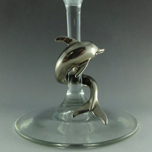 Hand Sculpted Dolphin Wine Charm cast in White Bronze, Handmade Sea Life Wine Glass Charm, Ocean Wine Charm, Beach Wine Charm