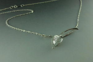 Leaf and Twigs Necklace, Sterling Silver Leaf and Twig Pendant, Tree Branch Necklace, Branch Necklace, Twig Necklace