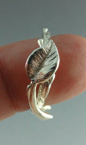 Leaf and Twig Promise Ring, Sterling Silver Leaf and Twig Ring, Tree Branch Ring, Leaf Ring, Twig Ring, Branch Band, Nature Inspired Ring