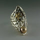 Sterling Silver Sea Fan Coral Ring with 14k Yellow Gold Starfish and Natural Fresh Water Pearl, Ocean Jewelry, Beach Statement Ring