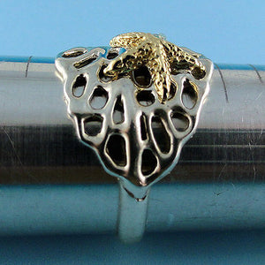 Fan Coral Ring with a cute 14k Gold Starfish, Beach Jewelry, Ocean Jewelry, Wedding Band