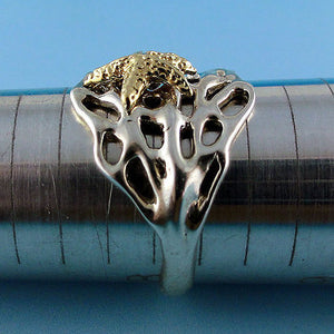 Fan Coral Ring with a cute 14k Gold Starfish, Beach Jewelry, Ocean Jewelry, Wedding Band