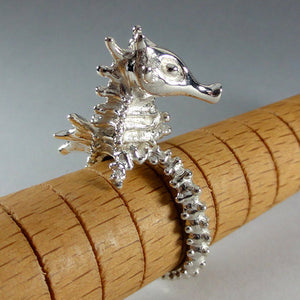 Sterling Silver Seahorse Ring, Sterling Silver Ocean Inspired Ring, Ocean Jewelry, Sealife Ring, Adjustable Seahorse Ring