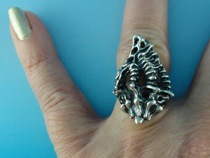 Fusion Shell and Sea Fan Coral Ring, Sterling Silver Ring, Ocean Jewelry, Beach Jewelry, Statement Ring,