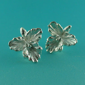 Sterling Silver Cattleya Orchid Post Earrings, Orchid Wedding Jewelry, Silver Orchid Jewelry