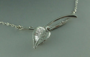 Leaf and Twigs Necklace, Sterling Silver Leaf and Twig Pendant, Tree Branch Necklace, Branch Necklace, Twig Necklace