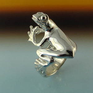 Peanut...Sterling Silver Tree Frog Ring, Frog Ring, Treefrog Ring, Tree Frog Ring, Silver Tree Frog Ring
