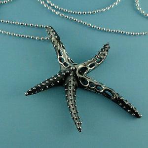 Sterling Silver Fusion Starfish and Sea Fan Coral Pendants, Great Sea Life Beach Jewelry