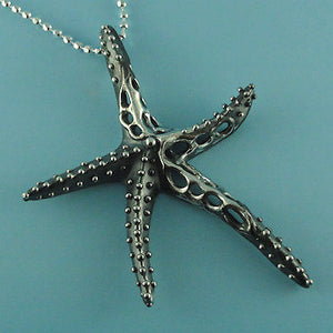 Sterling Silver Fusion Starfish and Sea Fan Coral Pendants, Great Sea Life Beach Jewelry