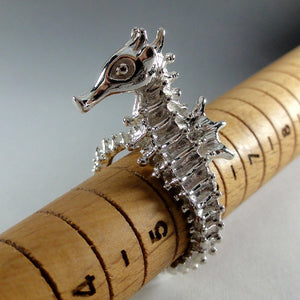 Sterling Silver Seahorse Ring, Sterling Silver Ocean Inspired Ring, Ocean Jewelry, Sealife Ring, Adjustable Seahorse Ring