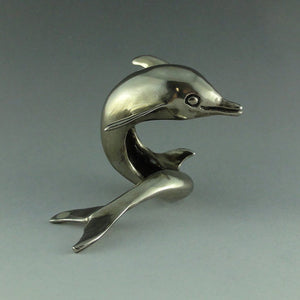 Hand Sculpted Dolphin Wine Charm cast in White Bronze, Handmade Sea Life Wine Glass Charm, Ocean Wine Charm, Beach Wine Charm