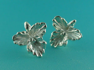 Sterling Silver Cattleya Orchid Post Earrings, Orchid Wedding Jewelry, Silver Orchid Jewelry