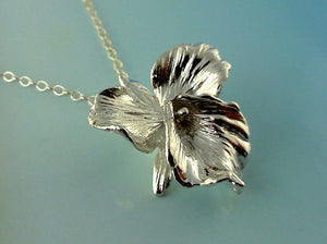 Cattleya Necklace, Silver Flower Necklace, Silver Orchid Necklace, Silver Necklace, Cattleya Orchid, Wedding Bridesmaid Gifts